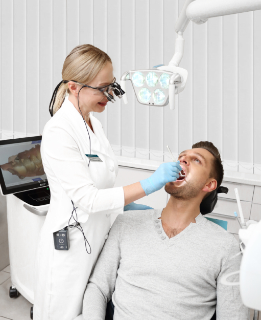 Dentist examining a patient